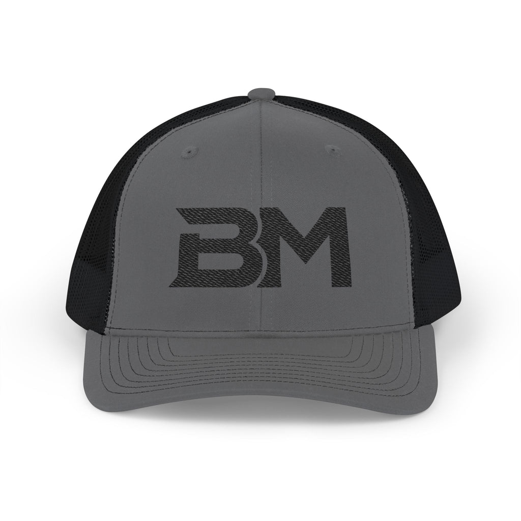 BM Logo Snapback Trucker Cap — Mesh Back Baseball Hat