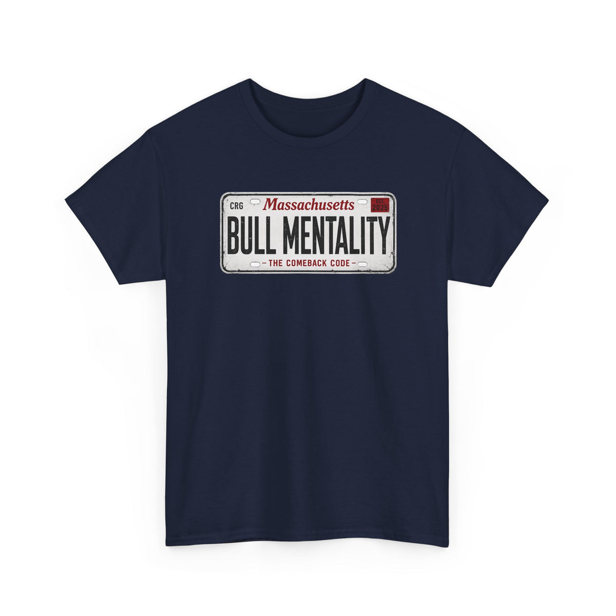 T-Shirt — "Massachusetts Bull Mentality" License Plate Design