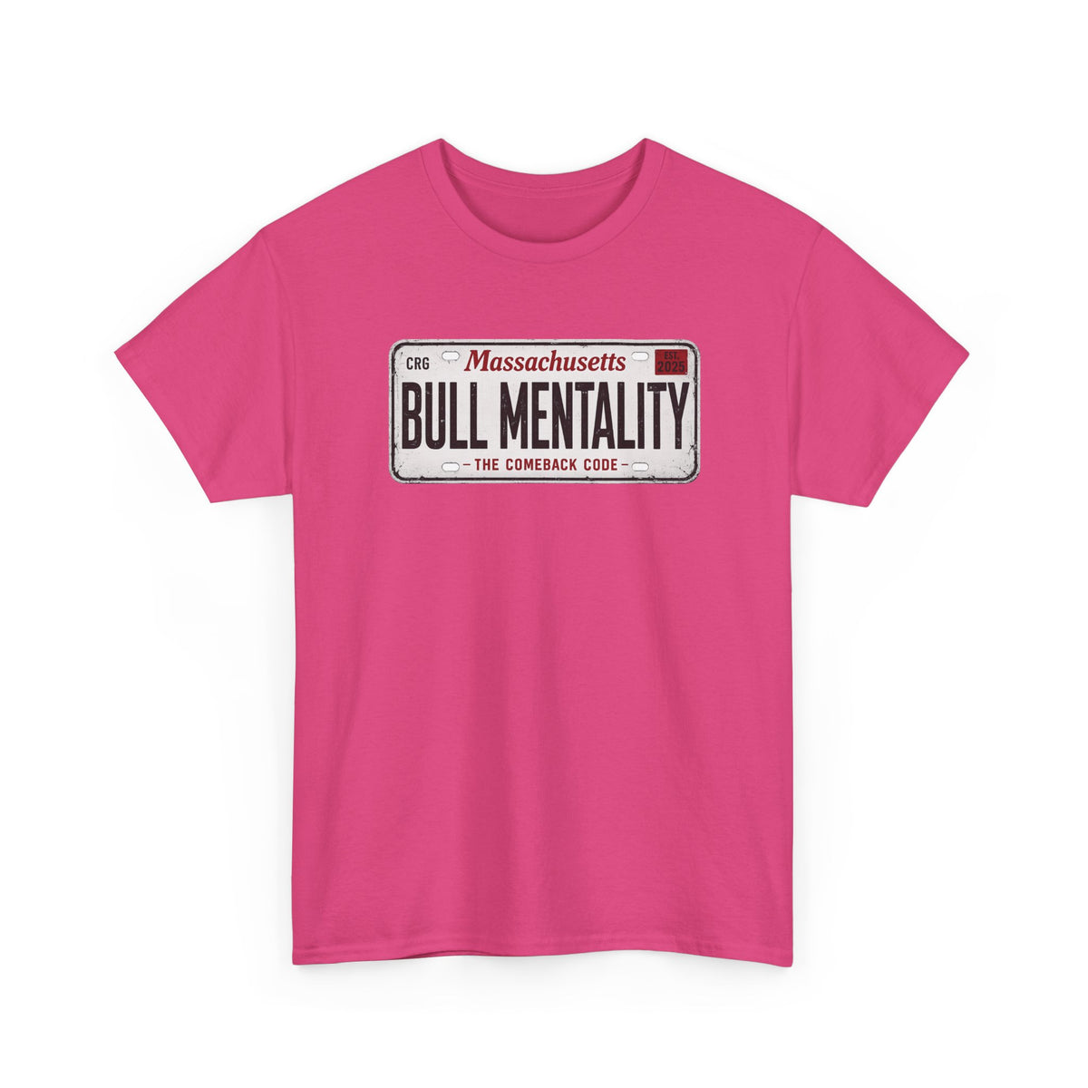 T-Shirt — "Massachusetts Bull Mentality" License Plate Design