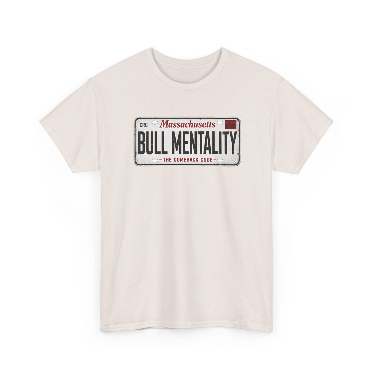 T-Shirt — "Massachusetts Bull Mentality" License Plate Design