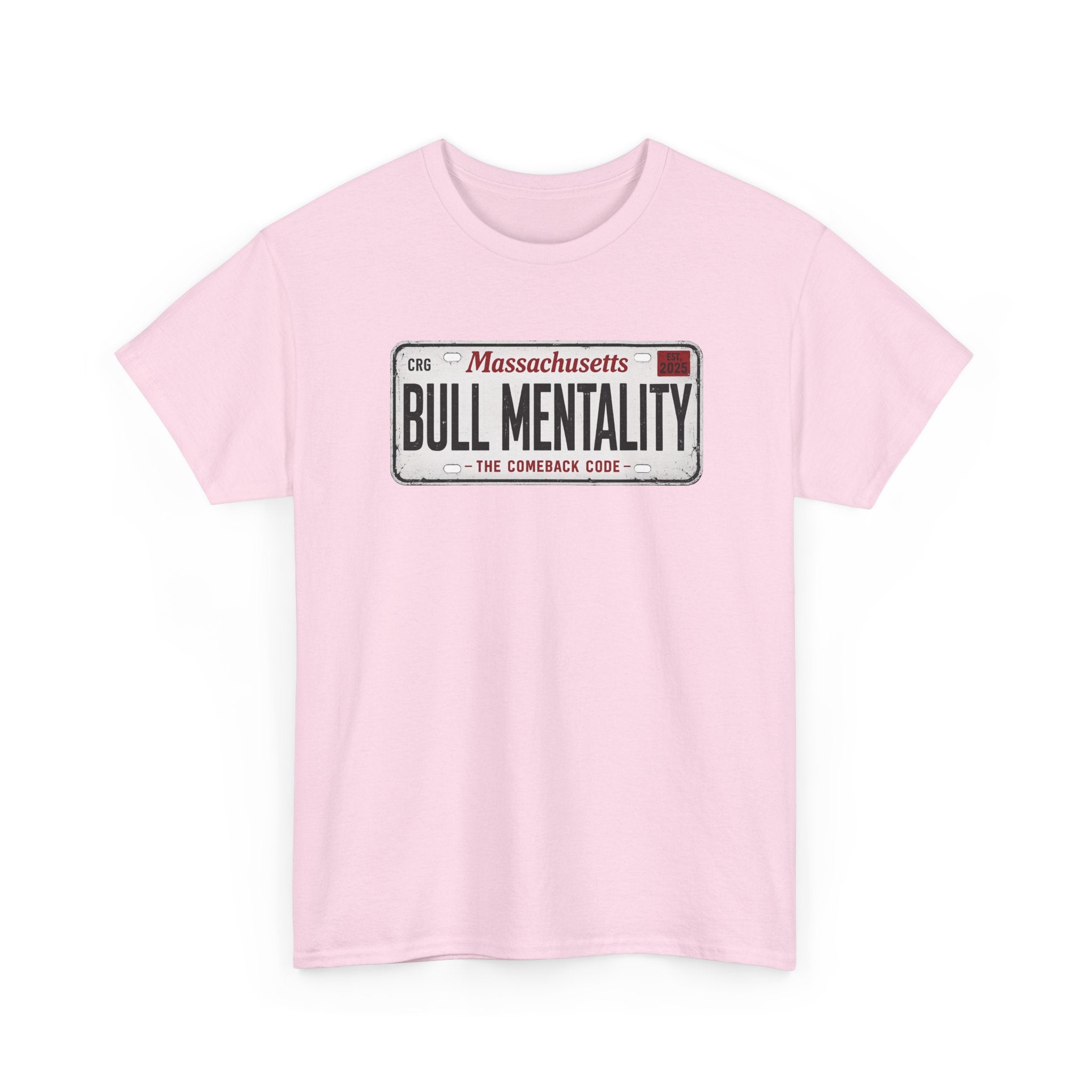T-Shirt — "Massachusetts Bull Mentality" License Plate Design