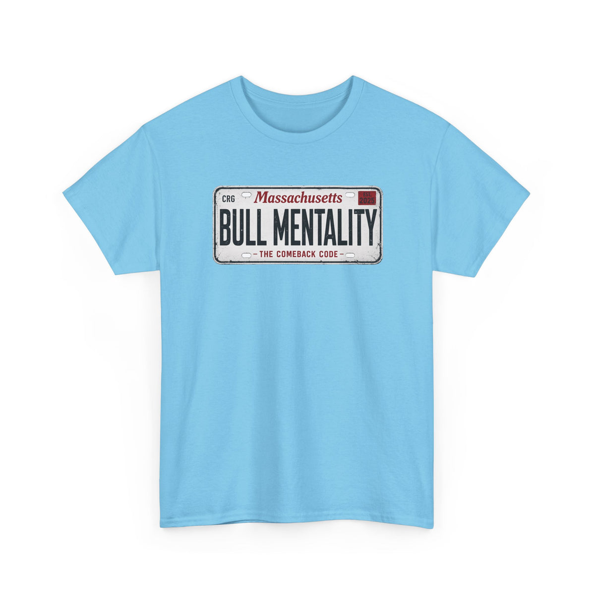 T-Shirt — "Massachusetts Bull Mentality" License Plate Design