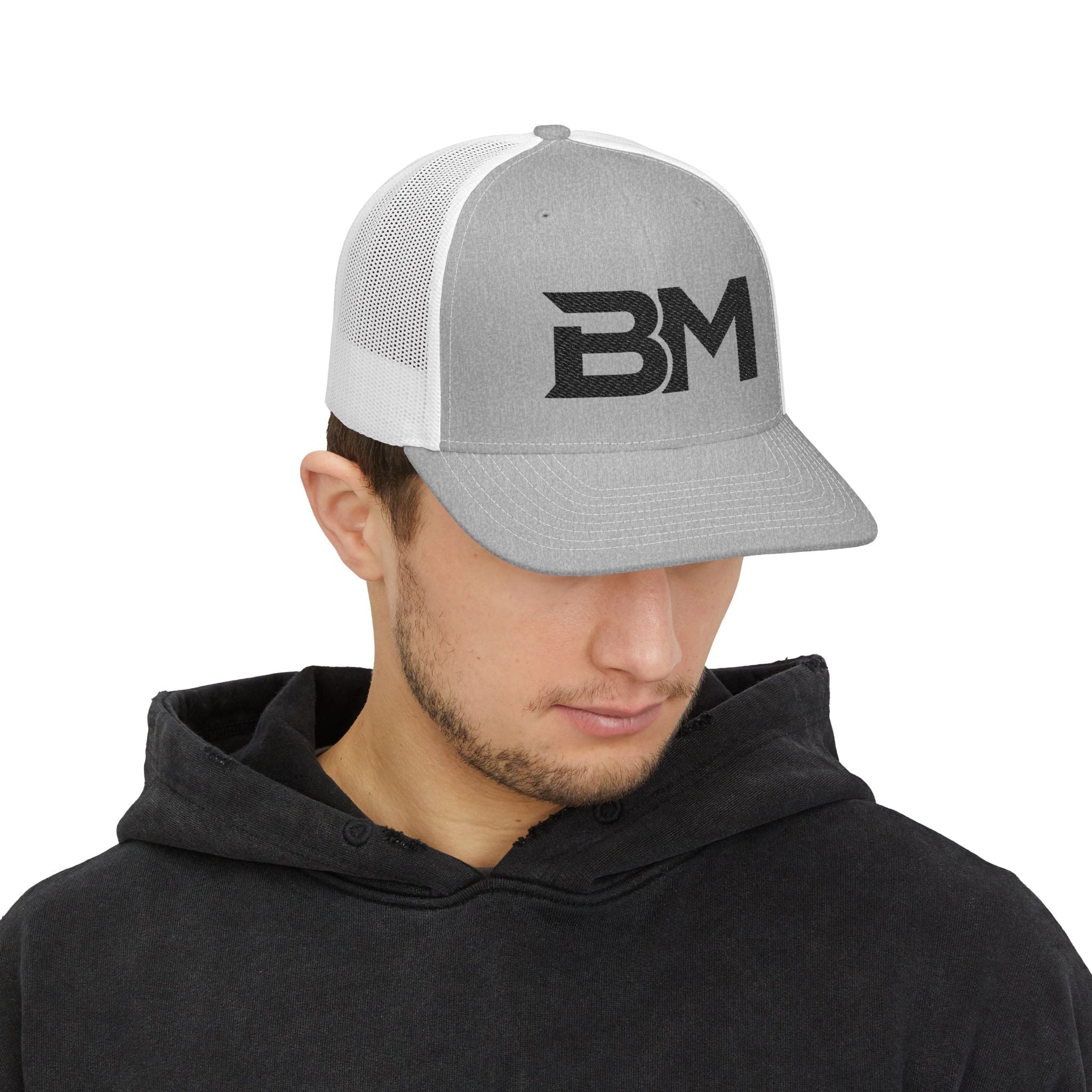 BM Logo Snapback Trucker Cap — Mesh Back Baseball Hat