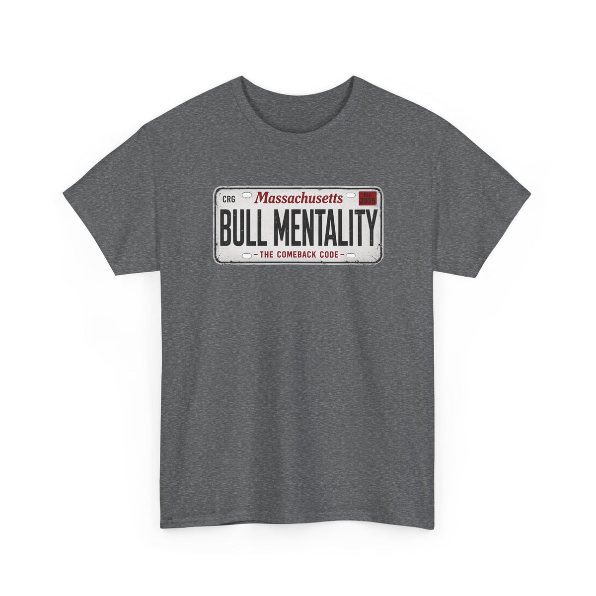 T-Shirt — "Massachusetts Bull Mentality" License Plate Design