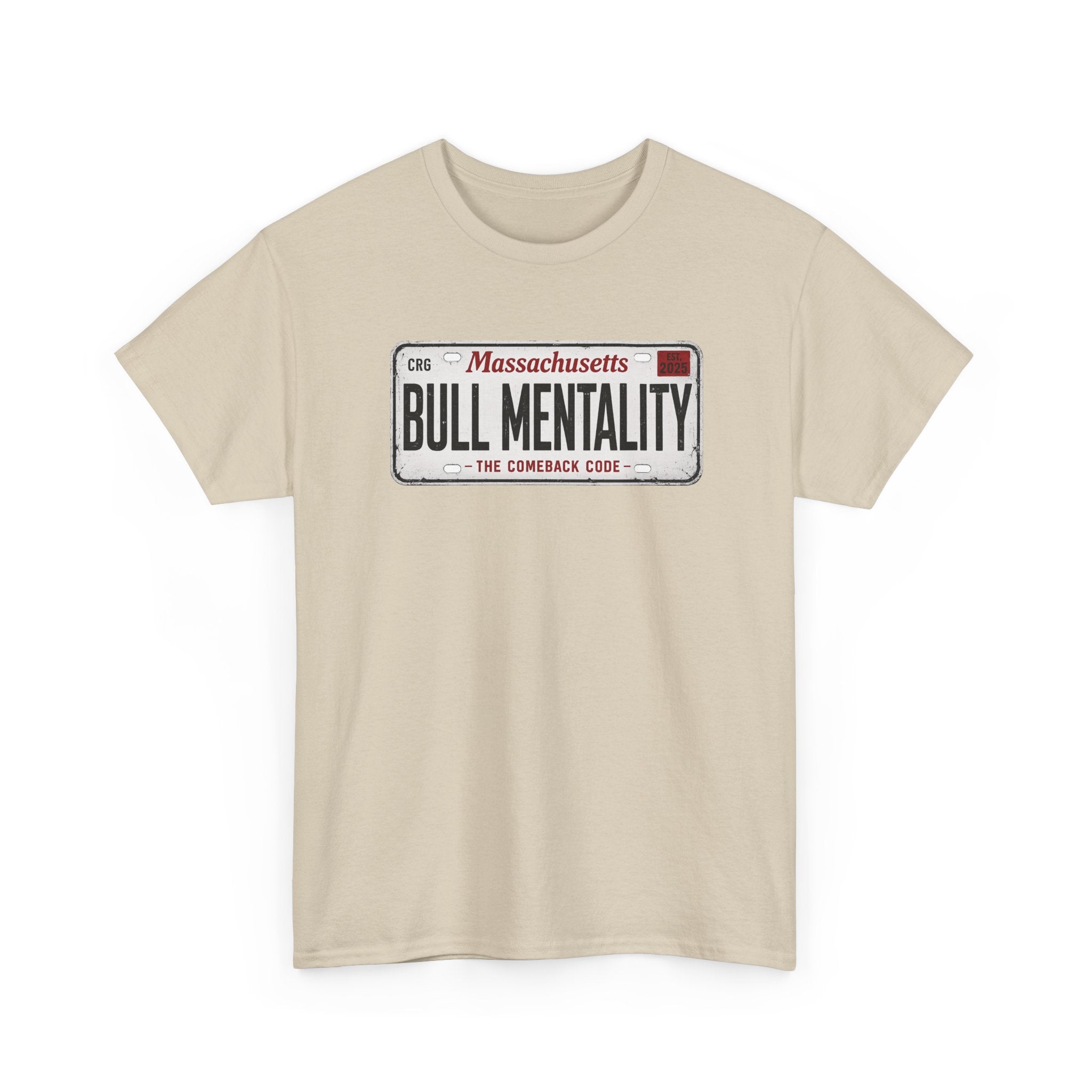 T-Shirt — "Massachusetts Bull Mentality" License Plate Design