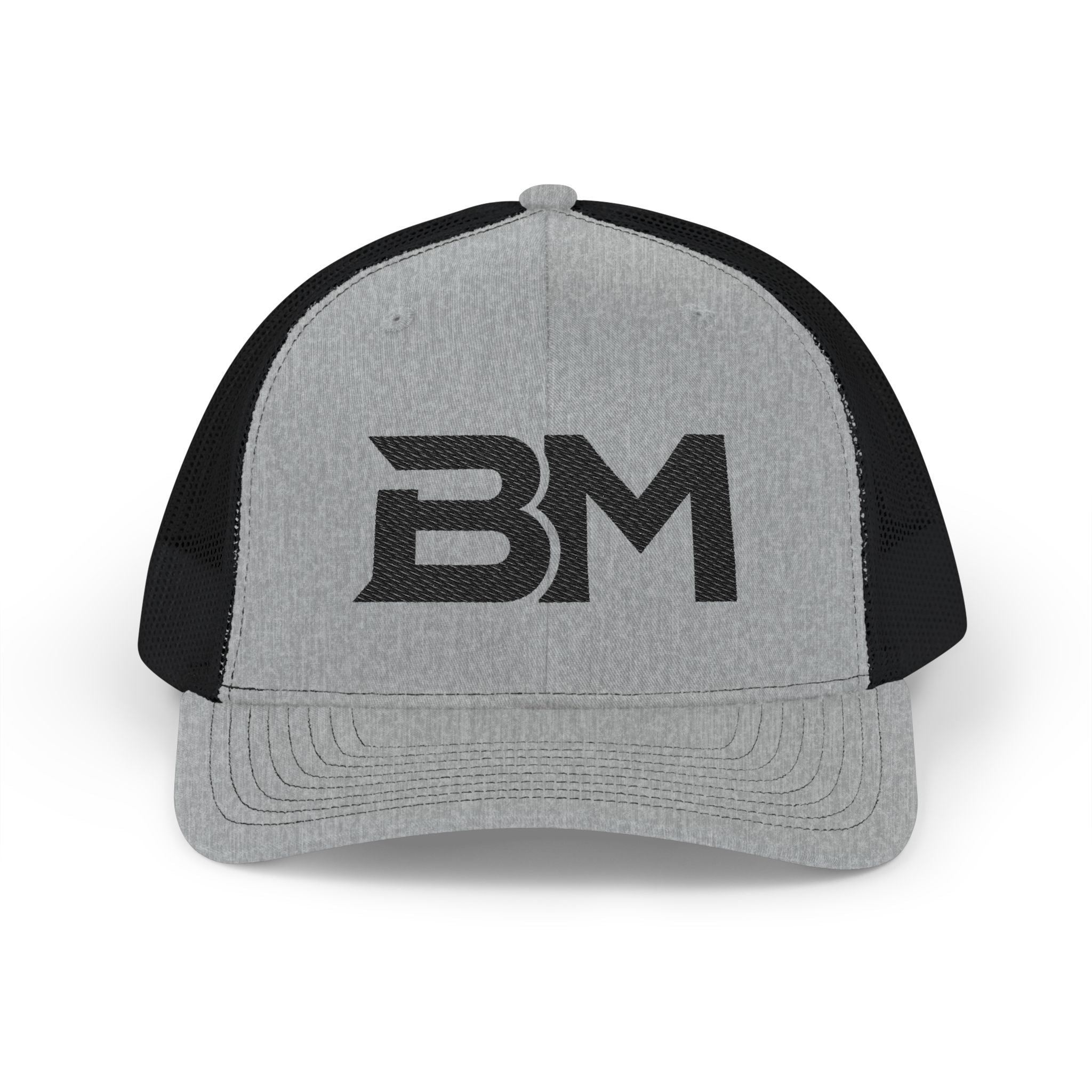 BM Logo Snapback Trucker Cap — Mesh Back Baseball Hat