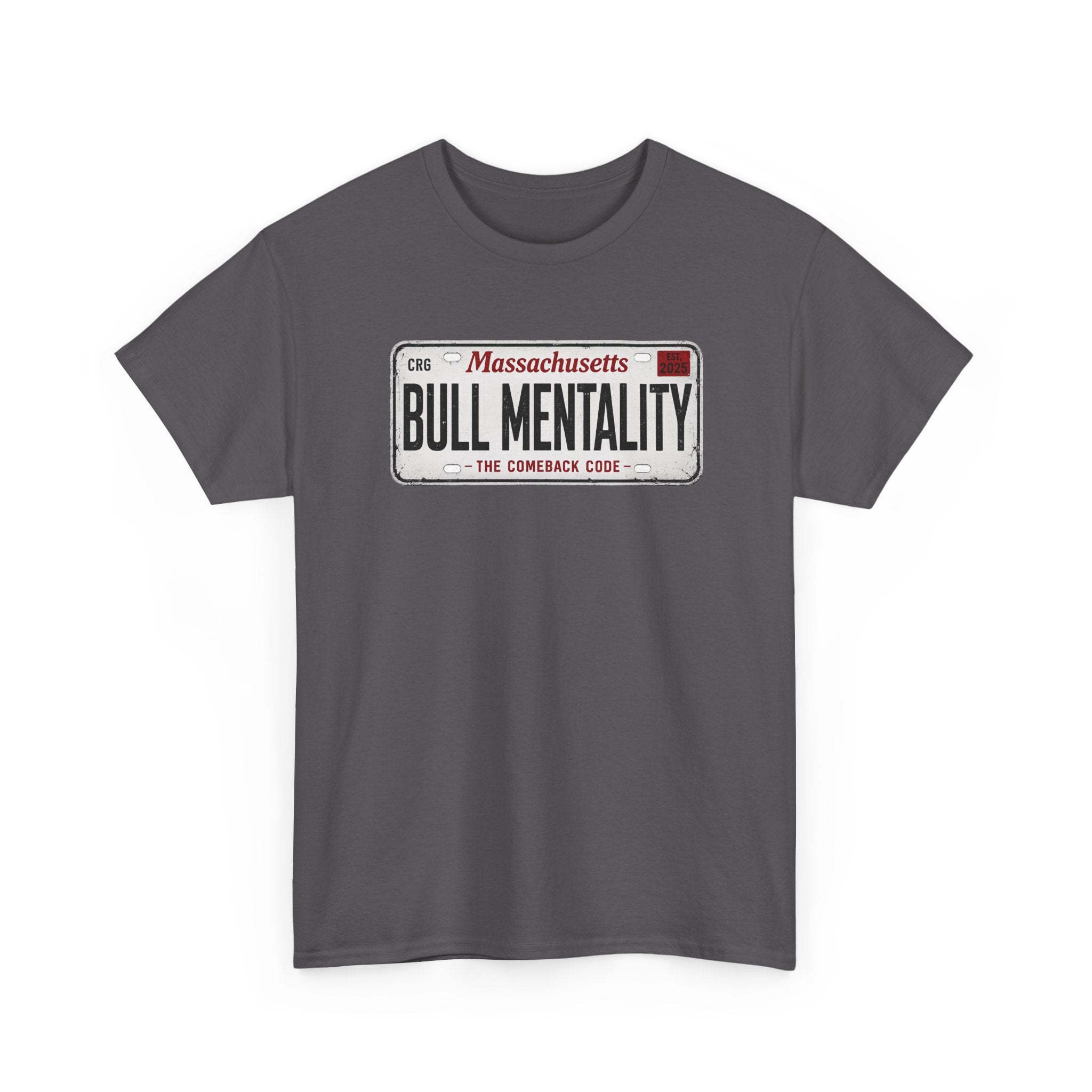 T-Shirt — "Massachusetts Bull Mentality" License Plate Design