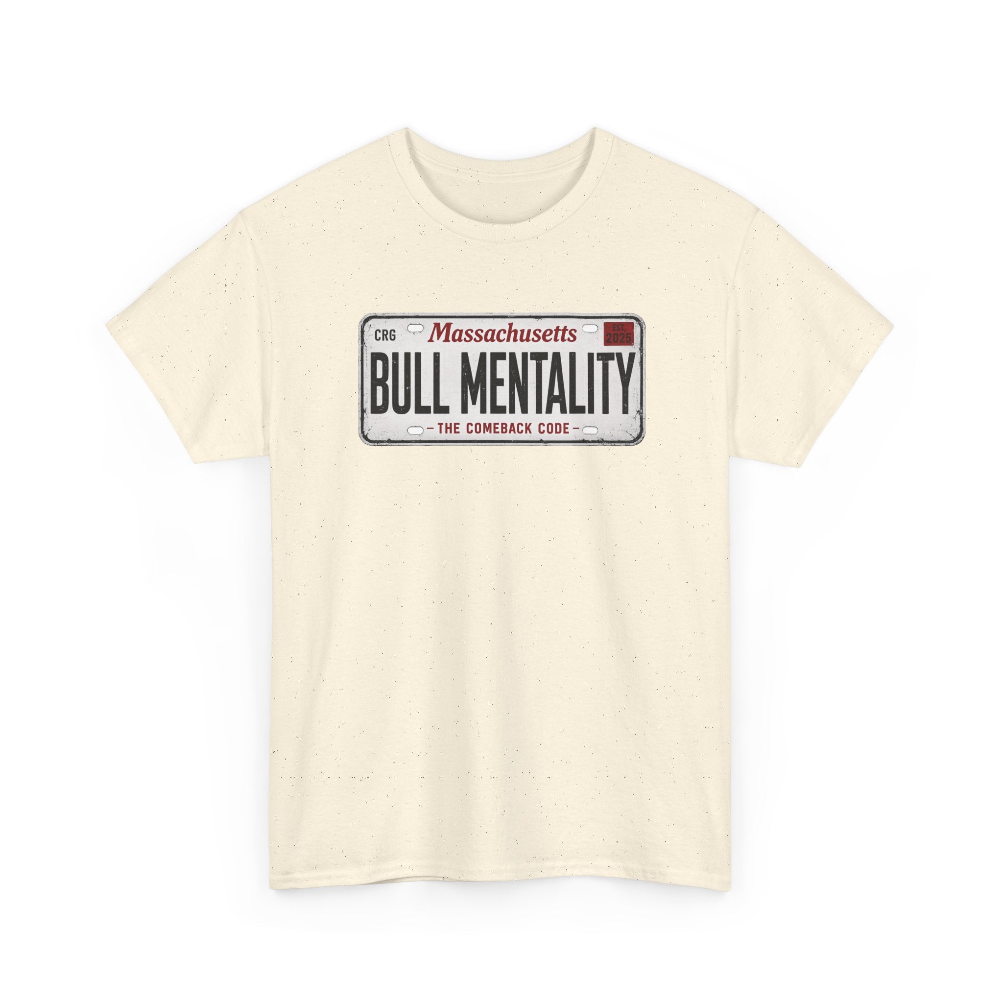T-Shirt — "Massachusetts Bull Mentality" License Plate Design